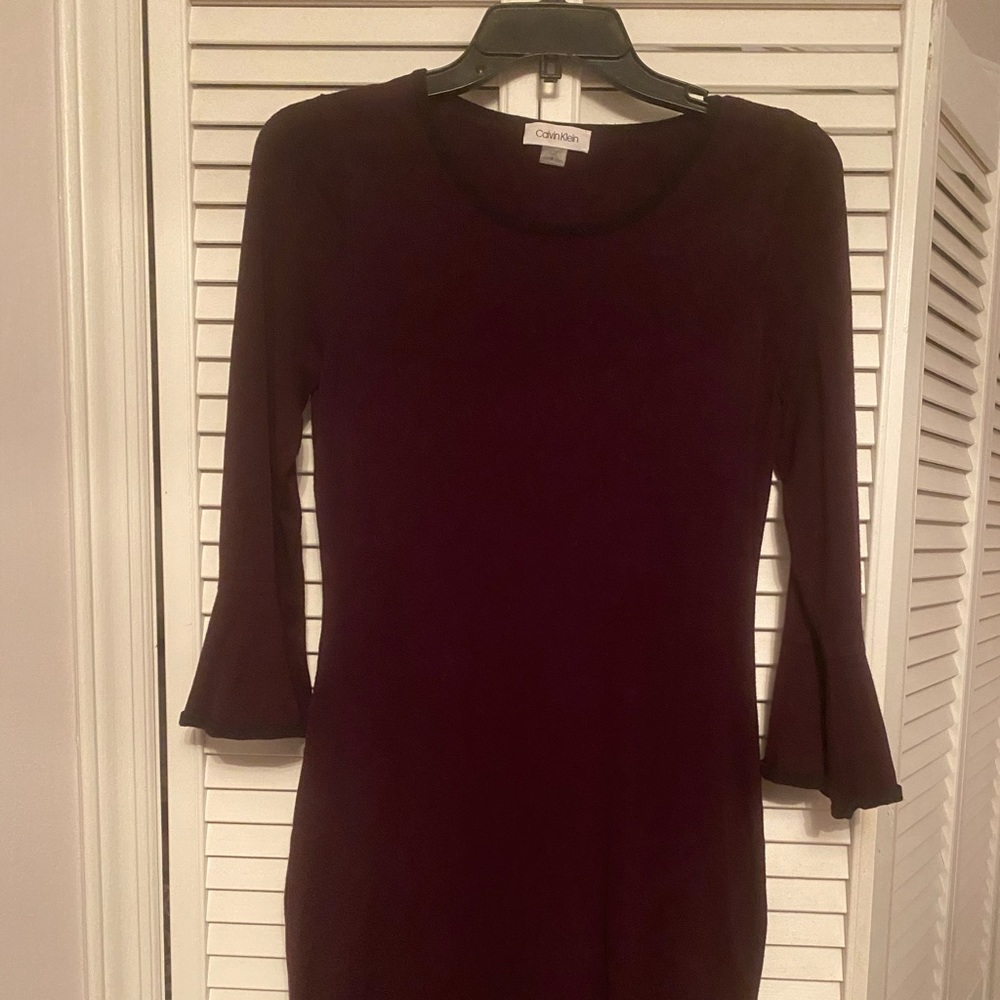 Deep eggplant  bell sleeve dress